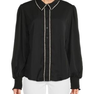 Laundry By Shelli Segal Black Button Down Shirt Sz XS NEW WITH TAG